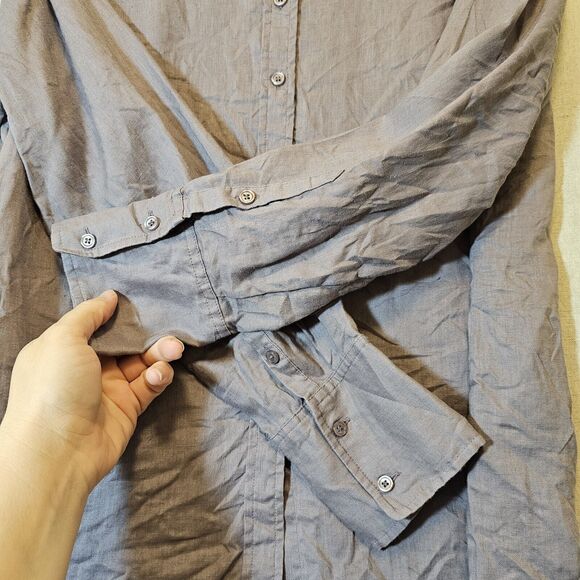 Soft Surroundings Women's "Go To Linen Shirt" Large ? Purple Button Front - Picture 4 of 8